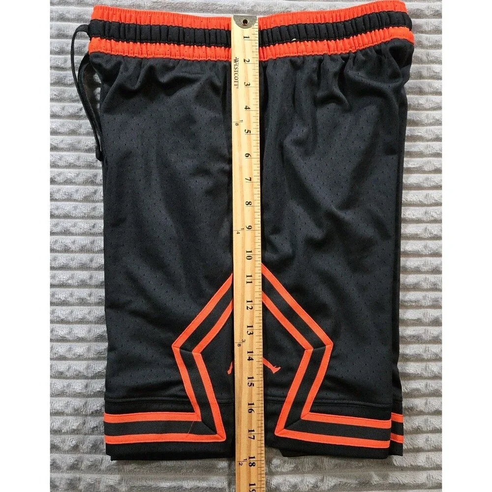 Air Jordan DriFit Black Orange Diamond Mesh Basketballl Shorts Mens Small 26x6